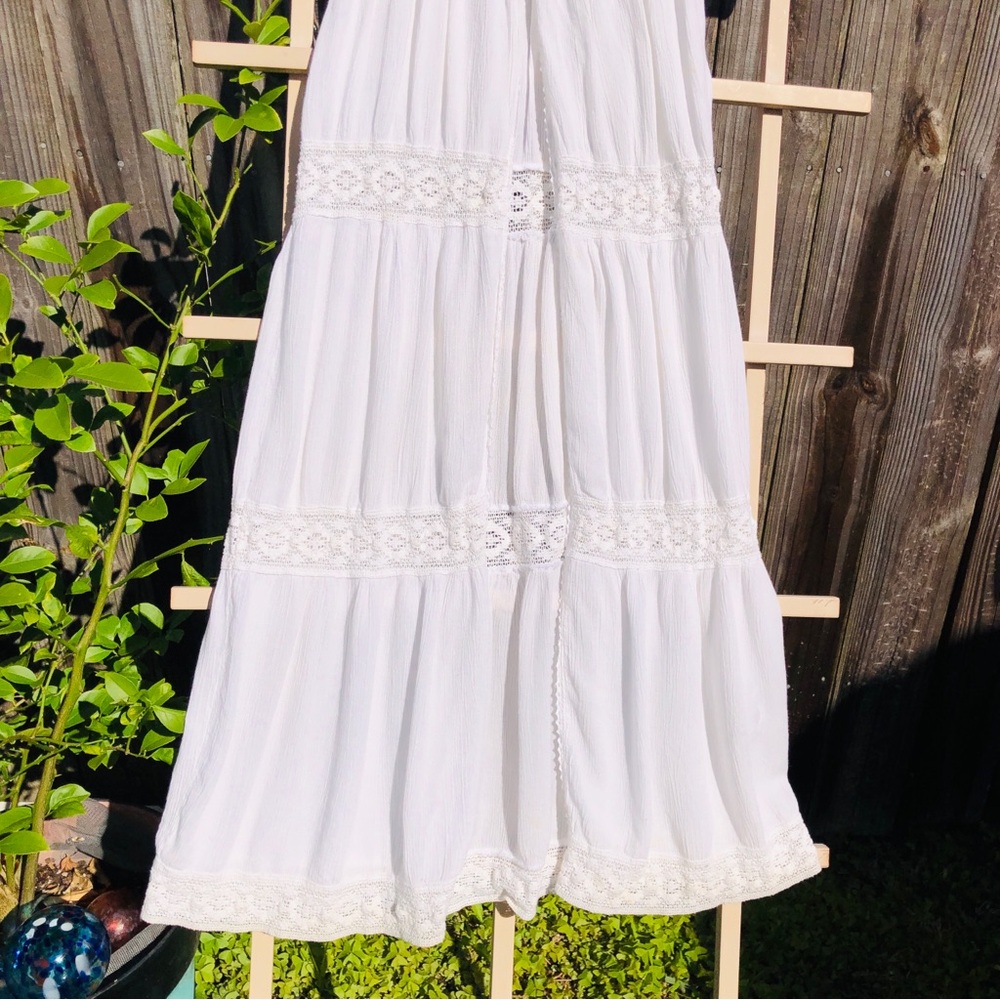 FOREVER 21 white long dress beach coverup S lace - Picture 6 of 8